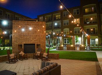 Courtyard with relaxation areas and soothing water feature